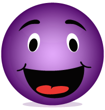 A Purple Smiley Face symbolising Laughter Yoga with Clare